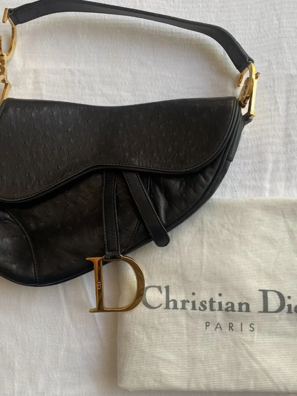 Christian Dior Ostrich Saddle Bag - Picture 7 of 8